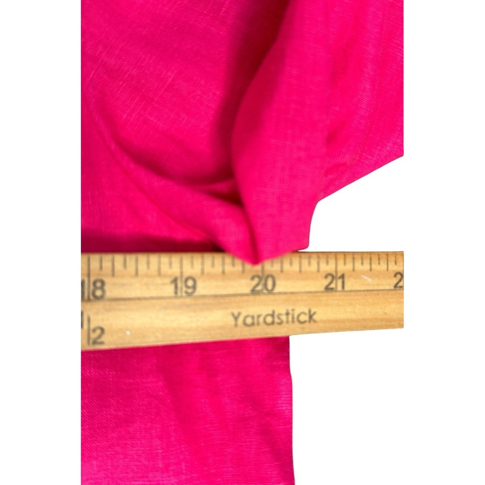 Lauren Ralph Lauren  Linen Bright Pink Button Down Blouse Size PM Petite Medium - Picture 9 of 13